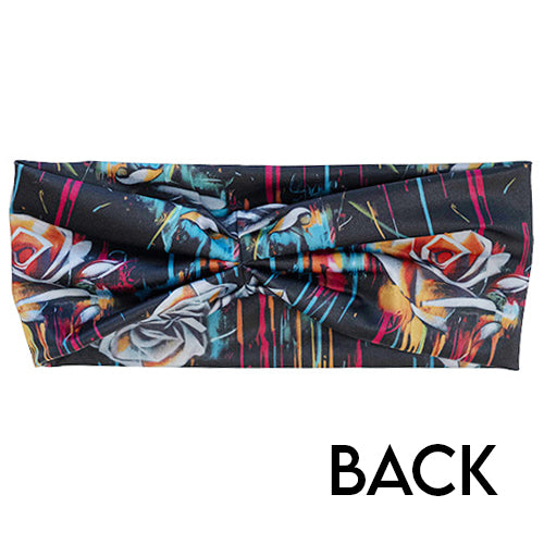 back of paint splatter rose headband