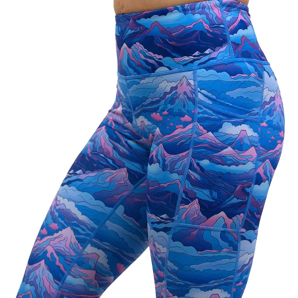 Blue, pink and purple patterned leggings
