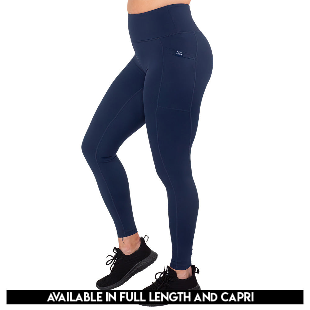 navy blue leggings available in full and capri length