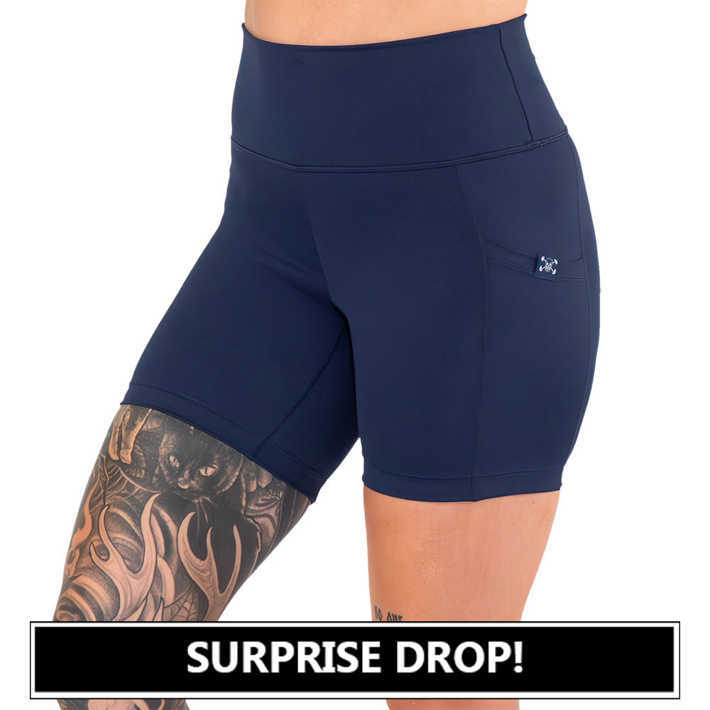 navy blue shorts surprise drop
