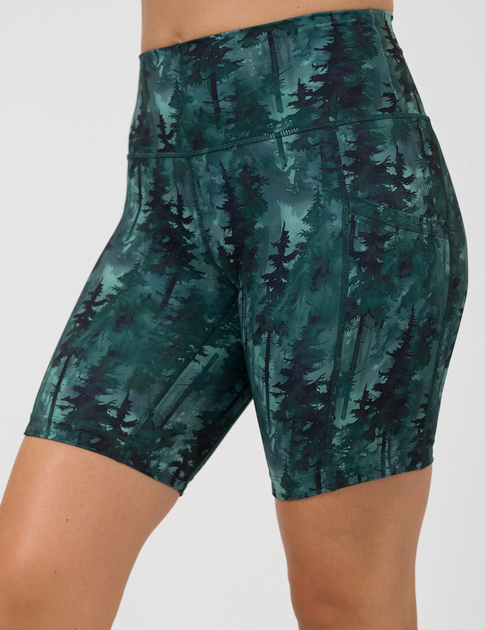 front of the 7 inch Forest patterned shorts against a white background