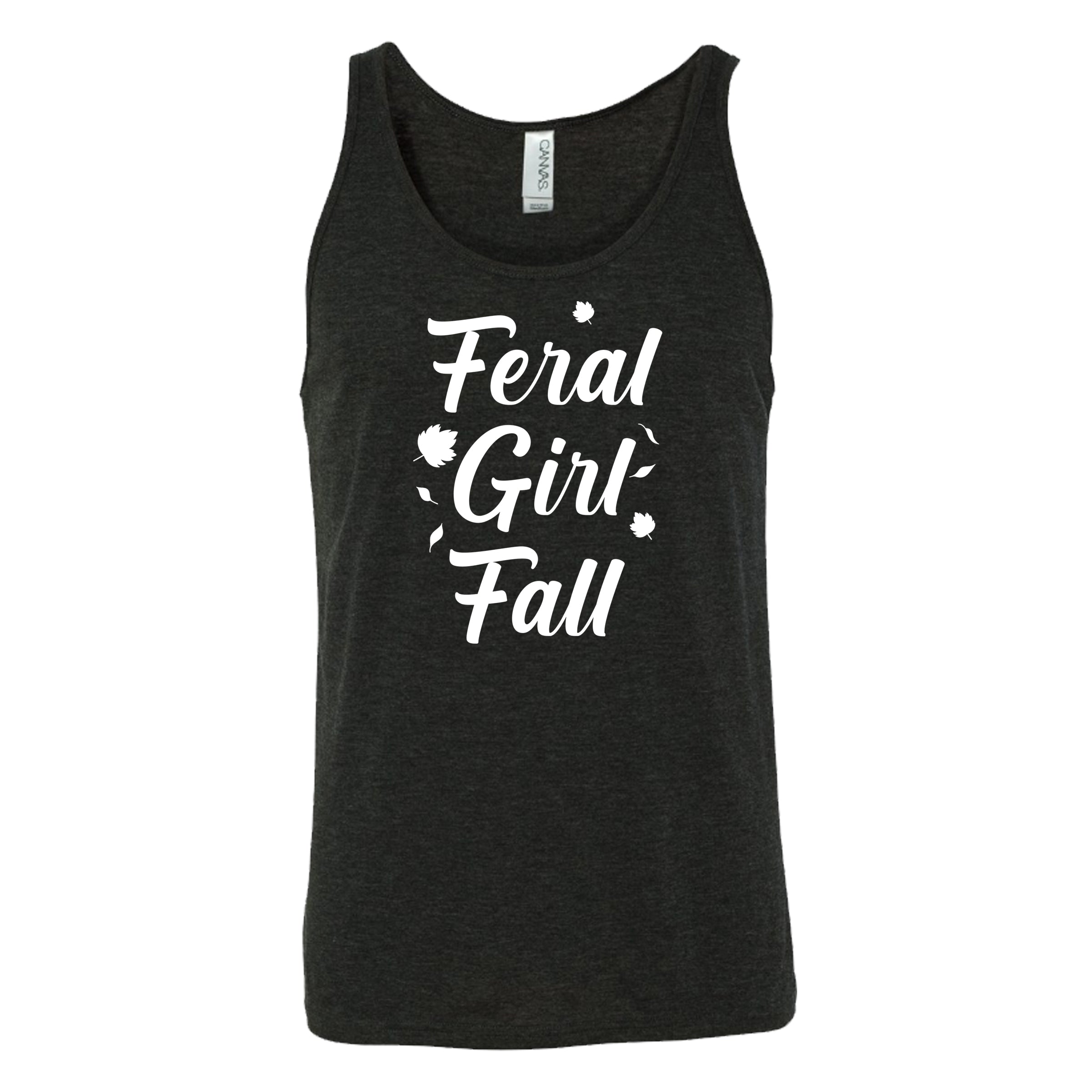 white quote "Feral Girl Fall" on a black shirt