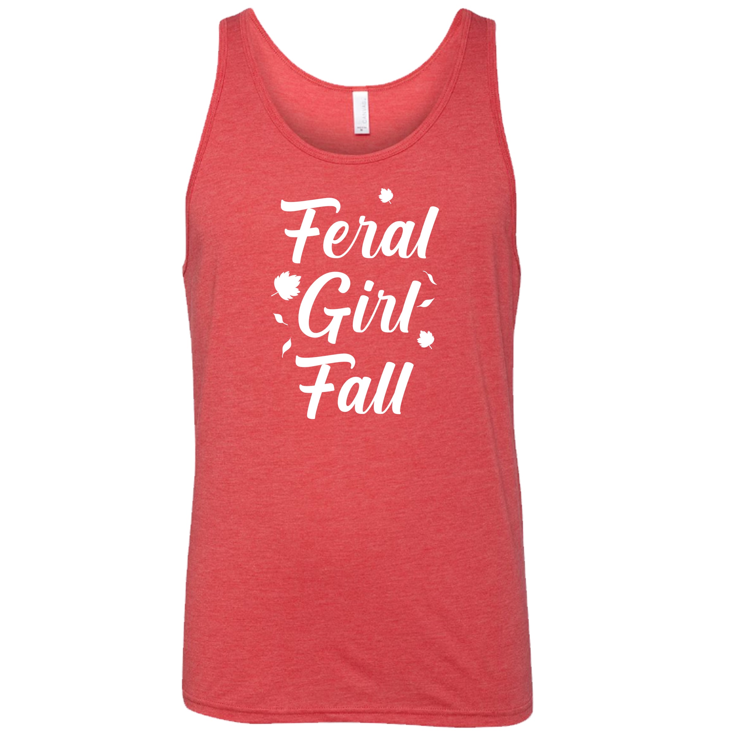 white quote "Feral Girl Fall" on a red shirt