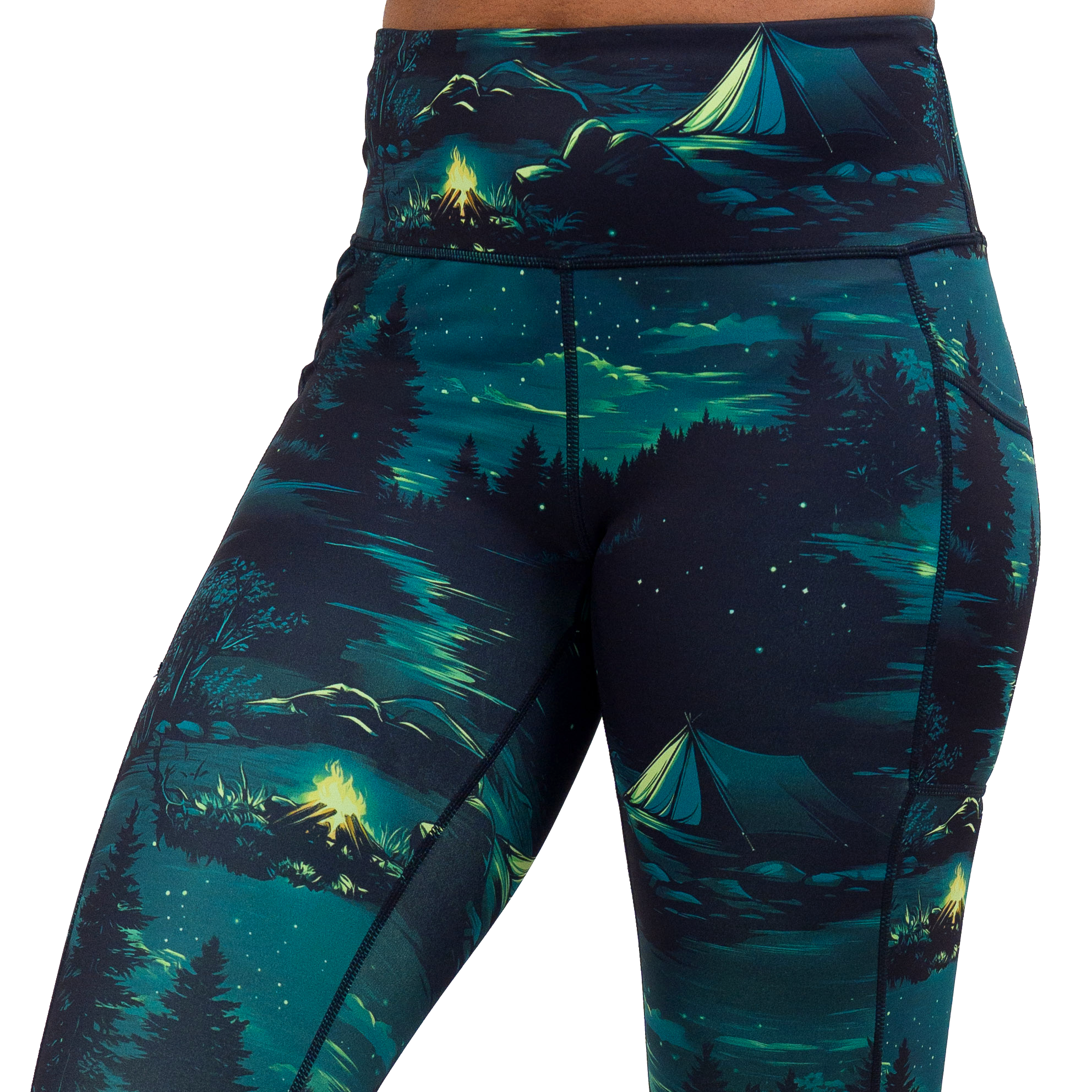 close up of the night time camp out leggings facing the front against a white background