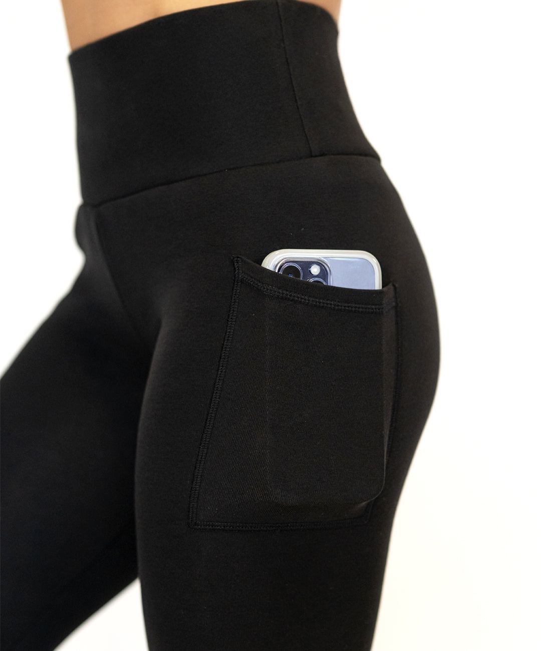 black fleece leggings with deep pockets