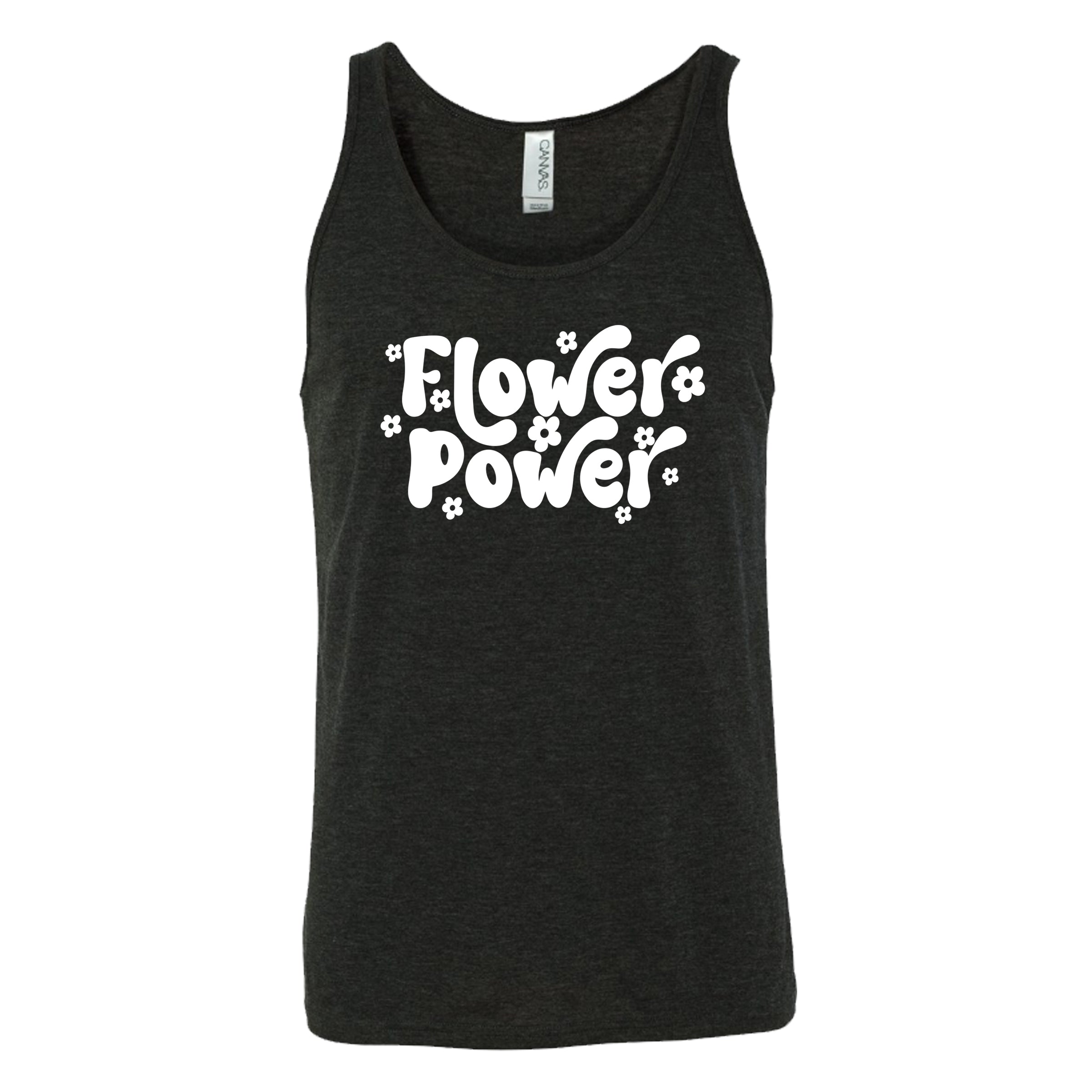 black flower power tank