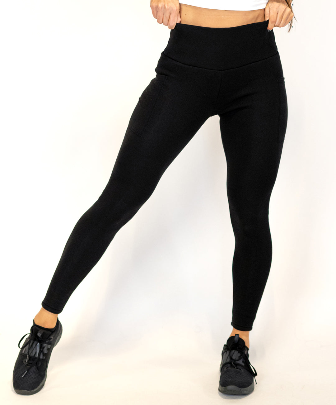 full length black fleece leggings