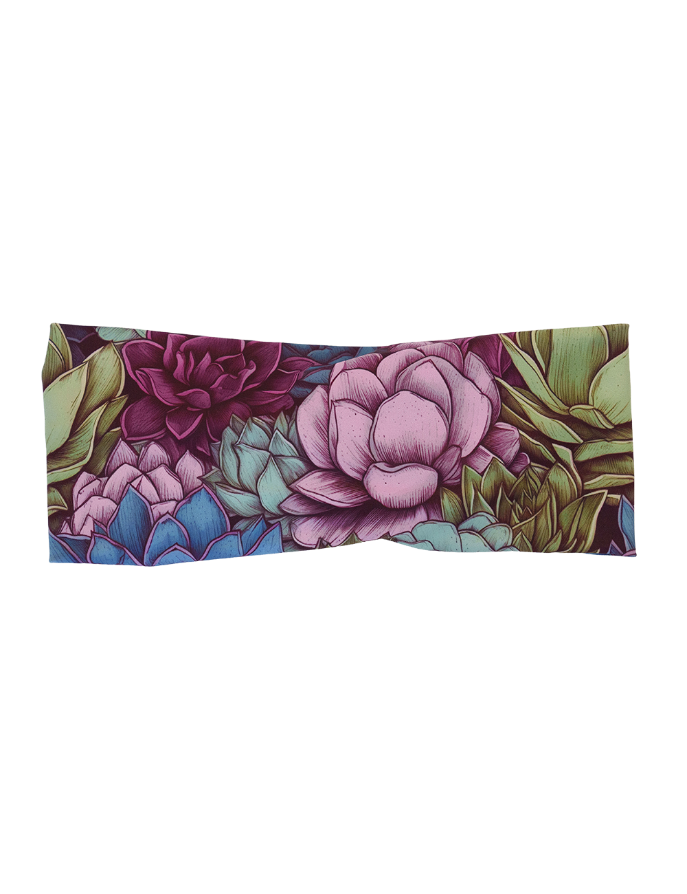 front of the succulent flowers headband against a white background