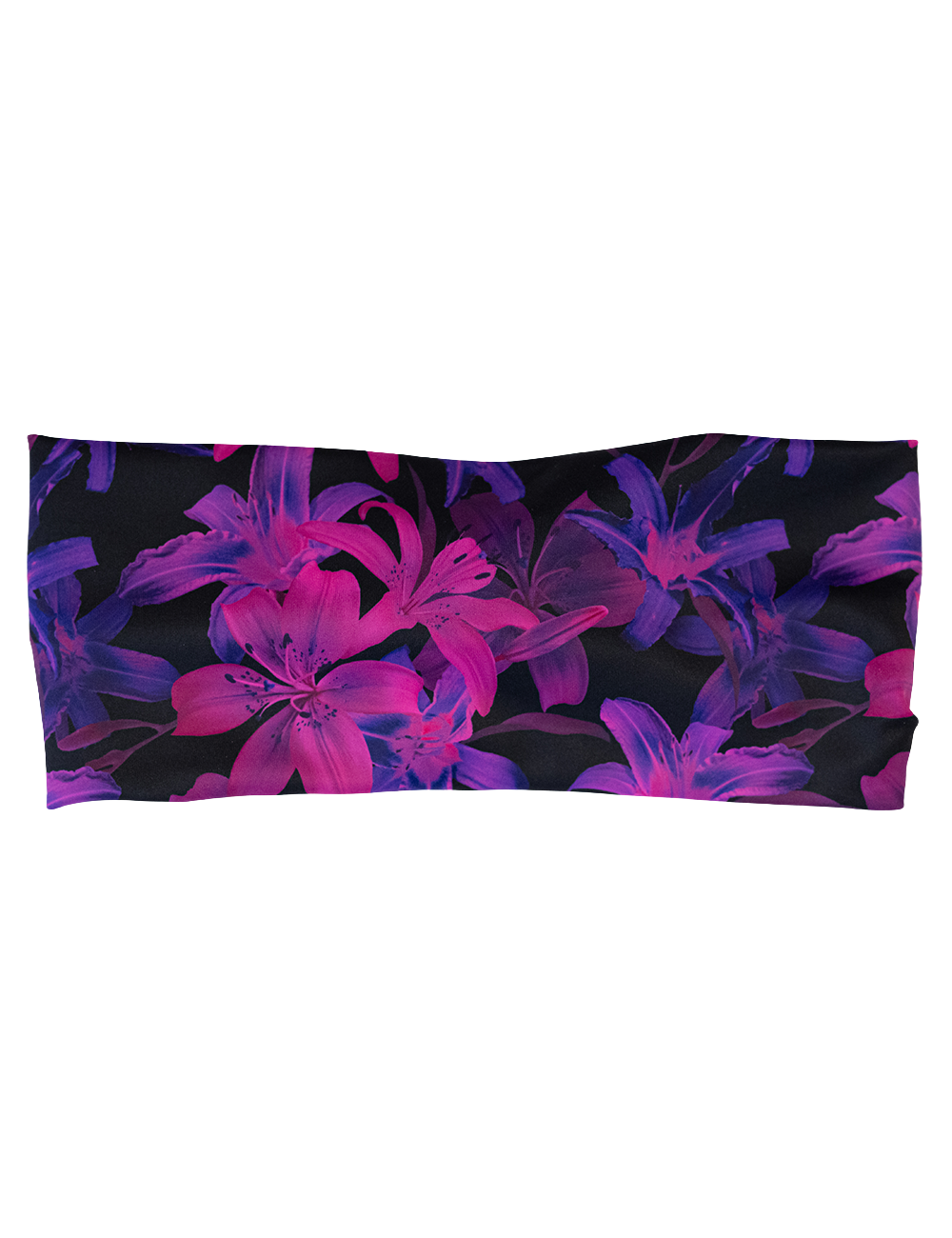 vibrant purple flowers headband facing the front against a white background