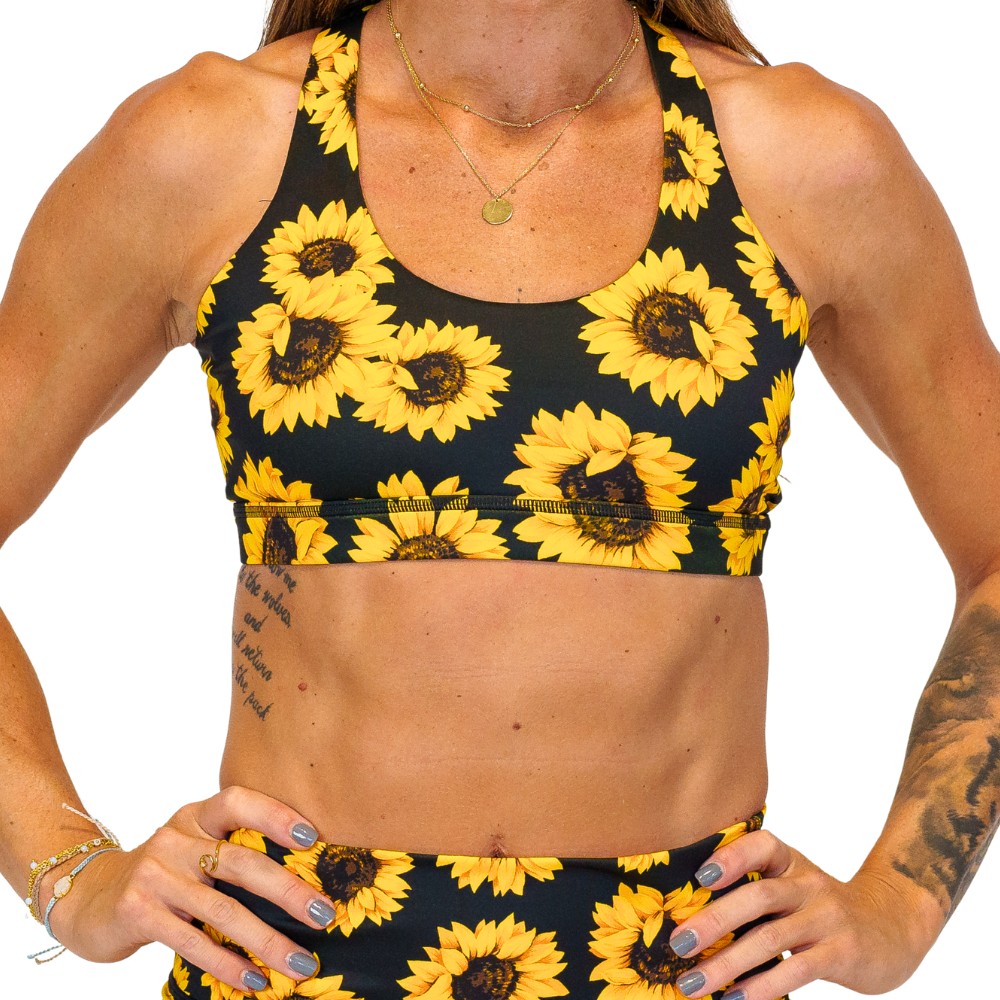 front of the yellow flower butterfly back bra