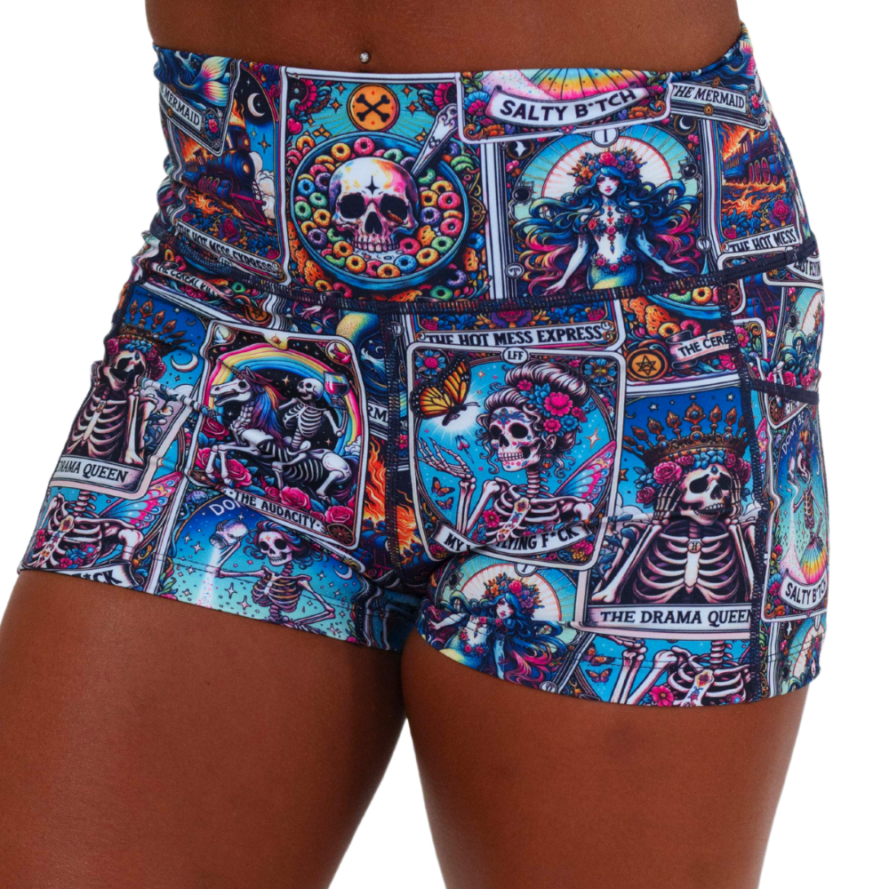 close up of the 2.5 inch psychic shorts against a white background