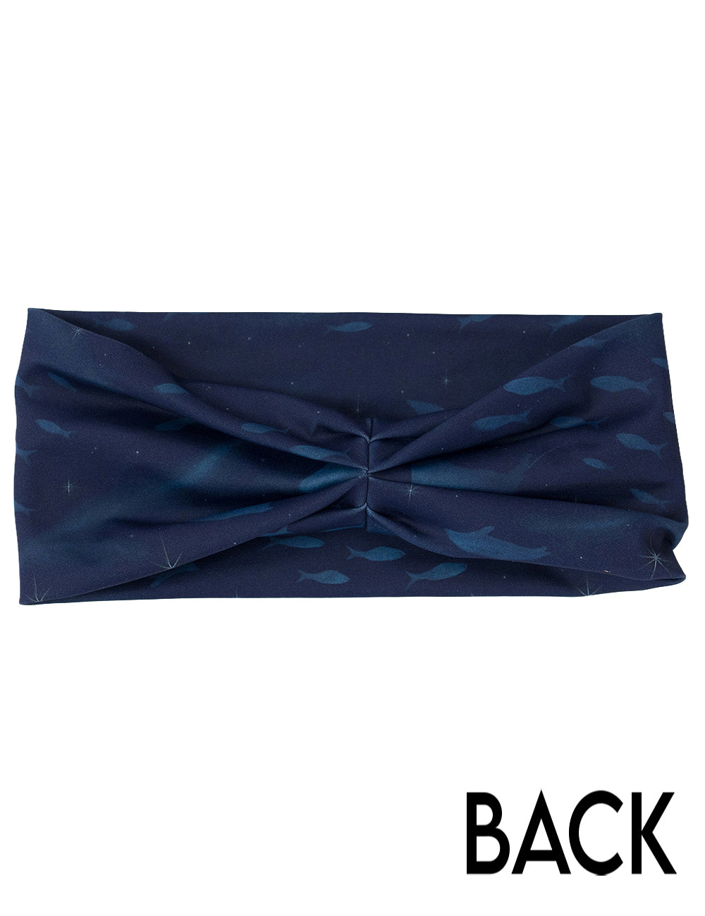 back of the dark blue ocean filled with sting rays, whales, and fish headband