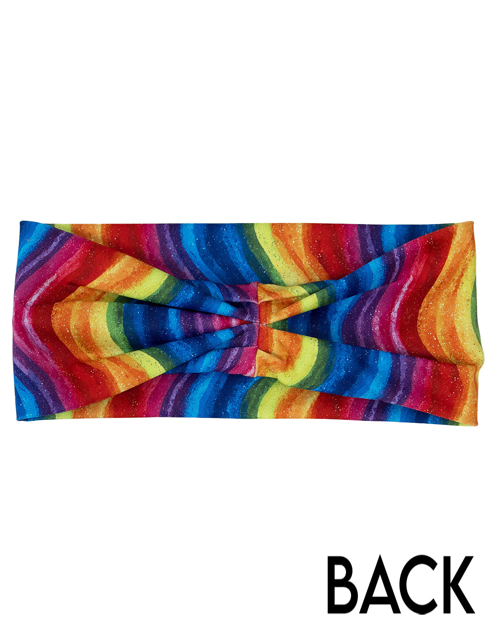 back of the rainbow waves headband against a white background