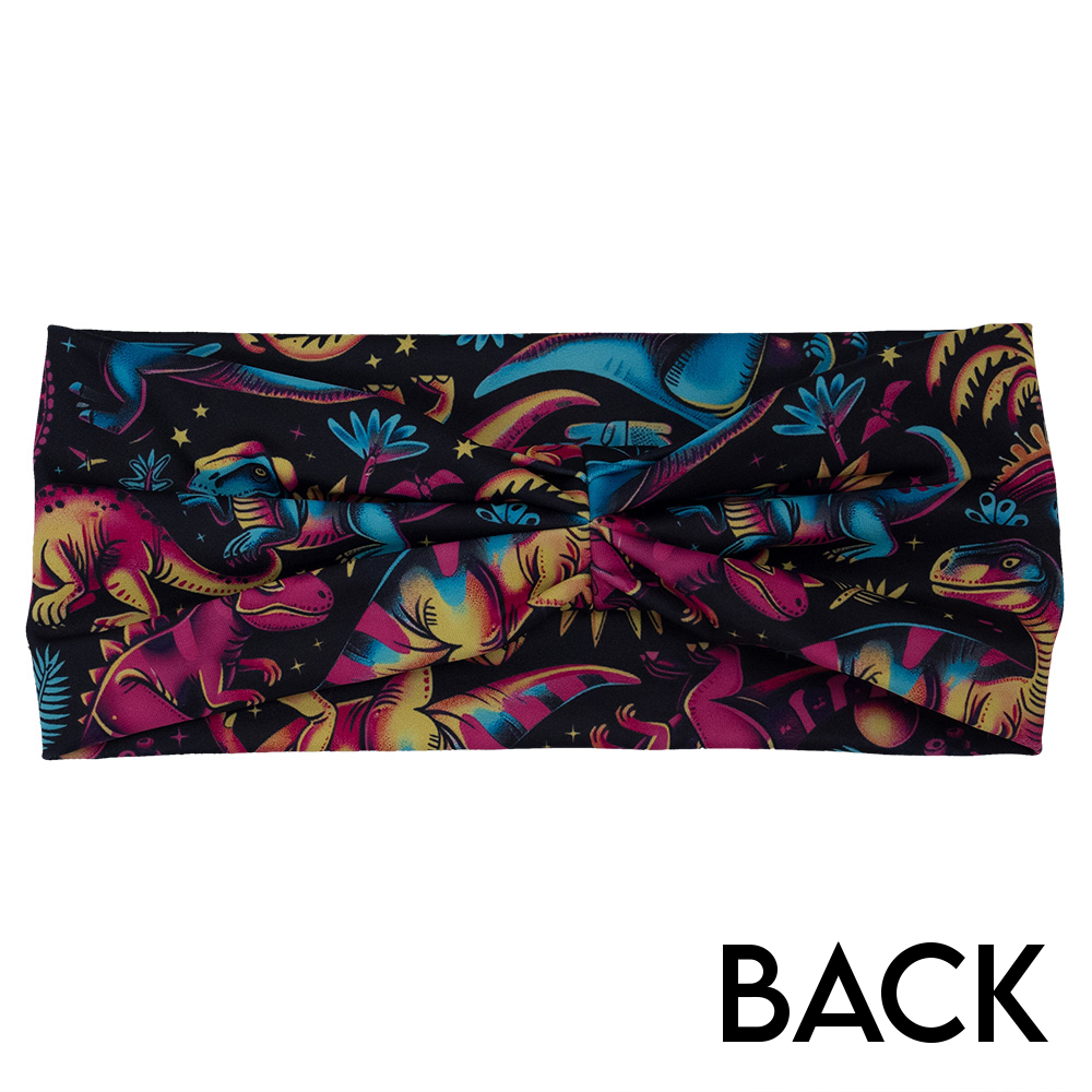 back of the dinosaur print headband