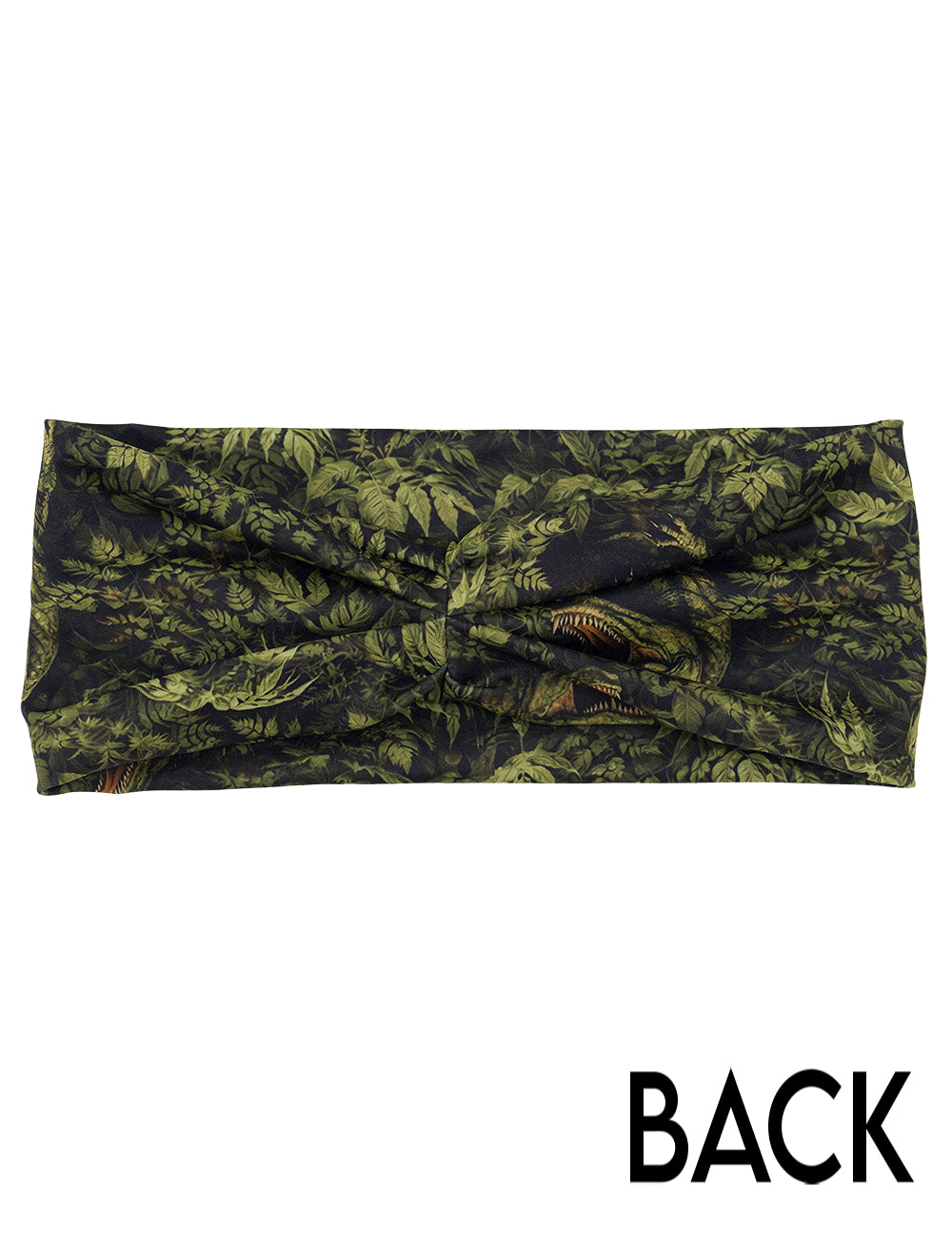 back of the t-rex forest headband against a white background