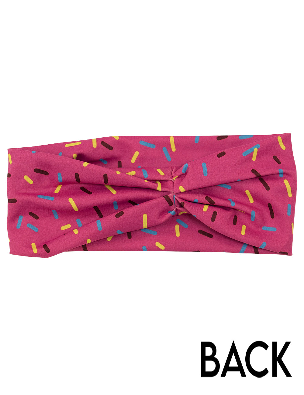 back of the pink ice cream headband with sprinkles against a white background