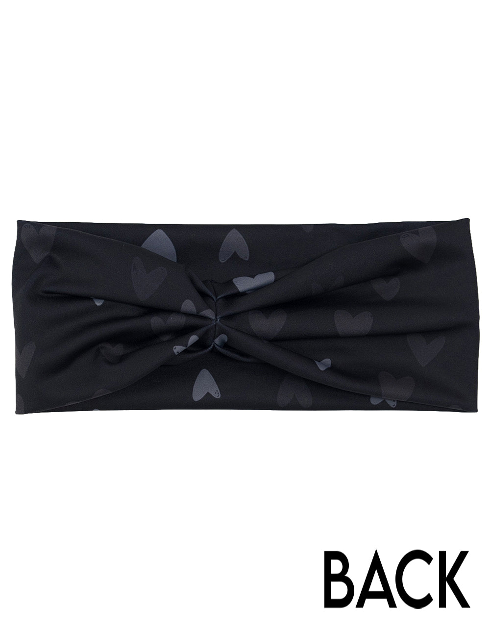 back of the black headband with grey skulls against a white background