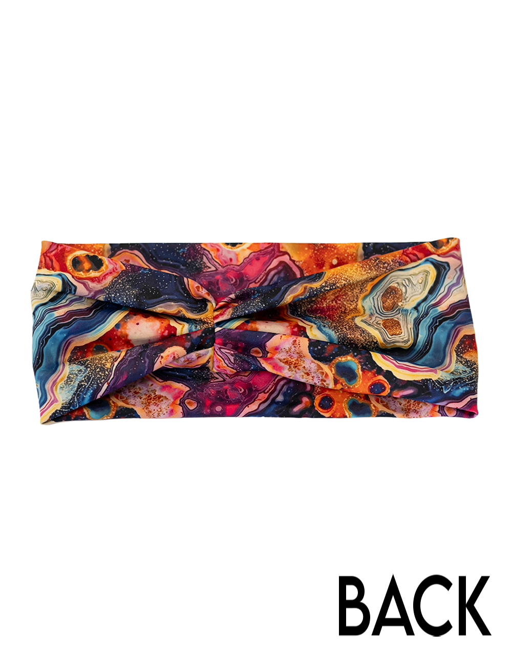 back of the marble colored headband against a white background