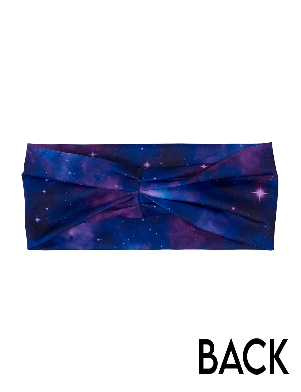 back of the purple and blue space headband against a white background
