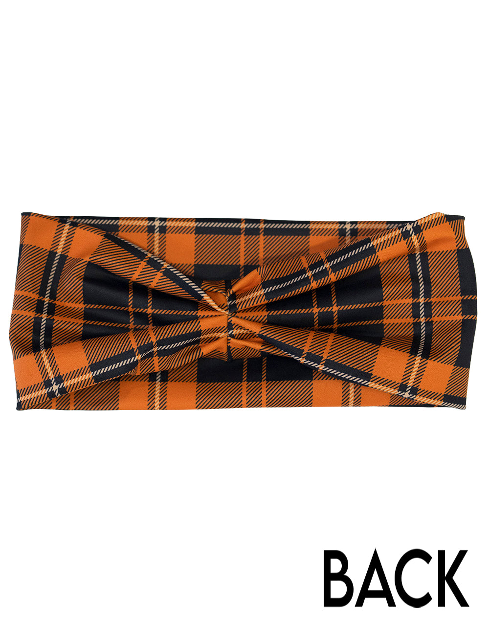 back of the orange plaid headband