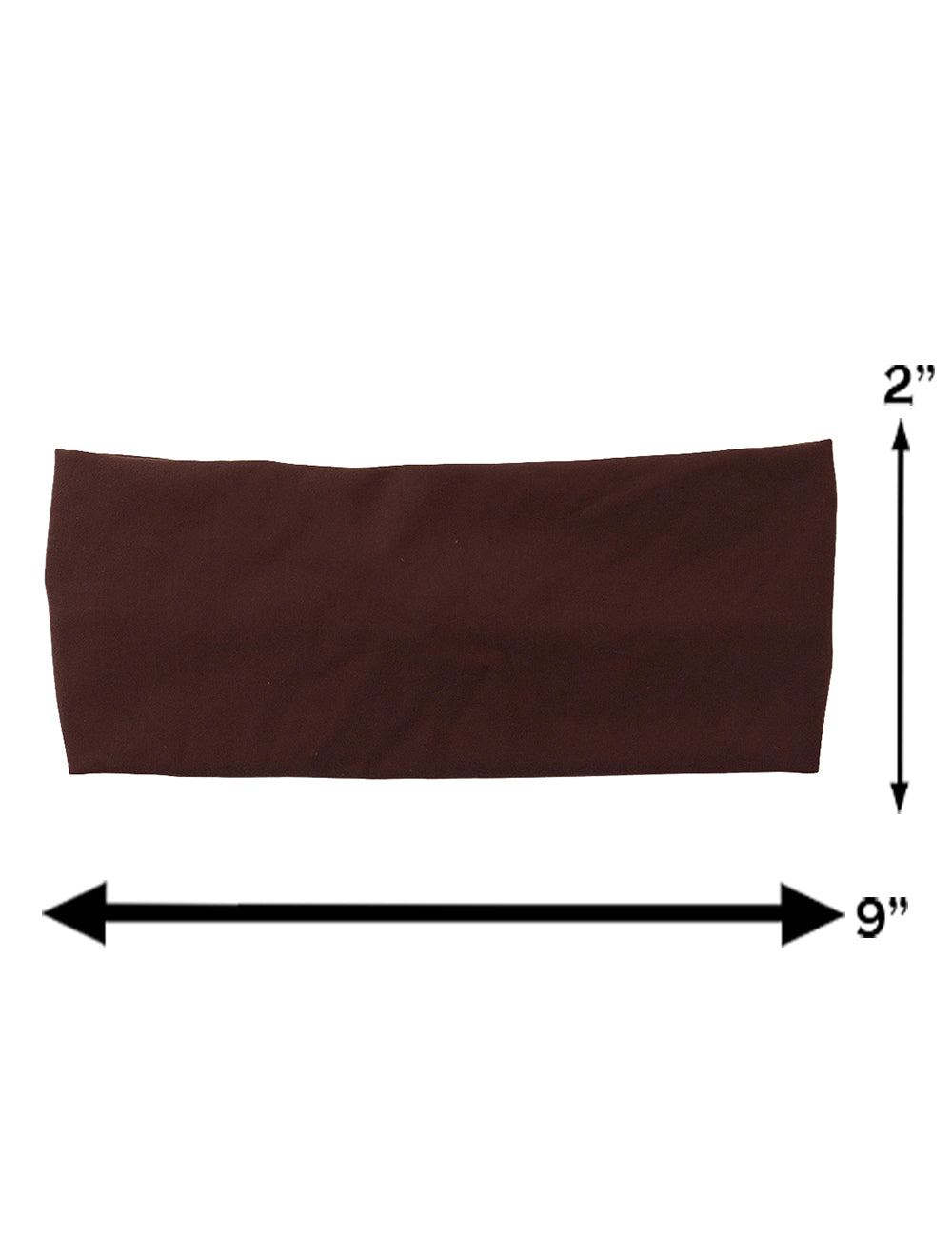 measuring chart for the brown headband, measurements are 2 inches by 9 inches