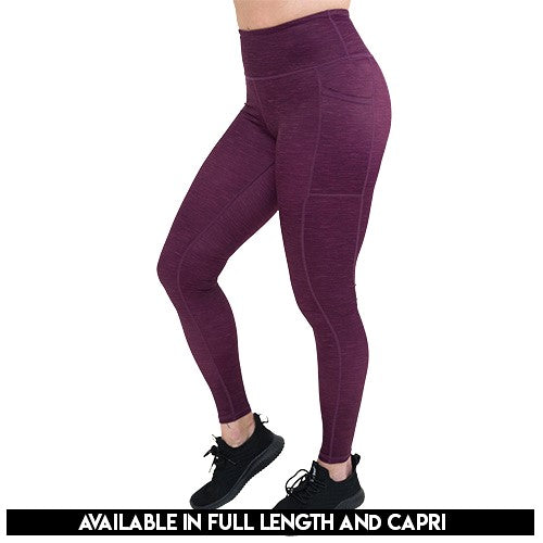 Heather Berry colored Leggings available in full and capri length