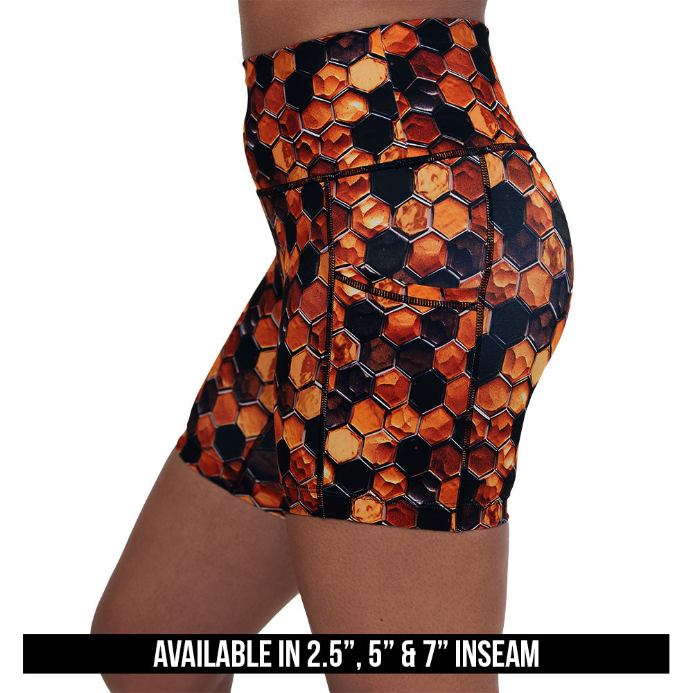 honeycomb patterned shorts available in 2.5, 5 & 7 inch inseams