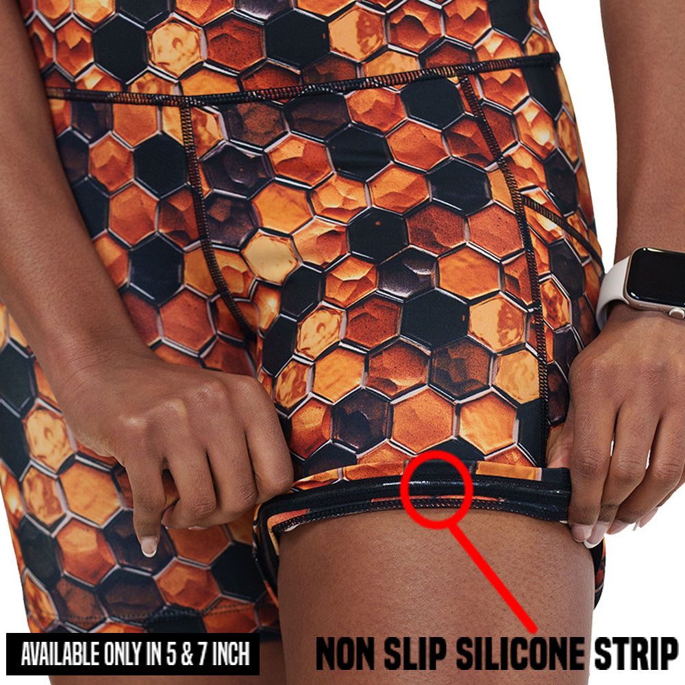non slip strip on the honeycomb patterned shorts