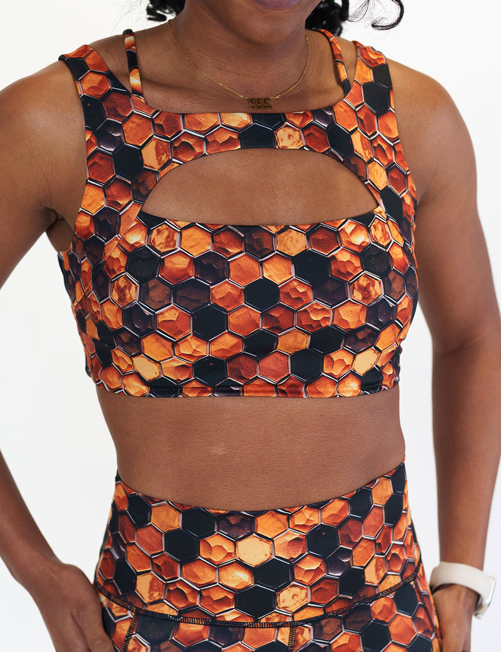 front of the honeycomb patterned bra