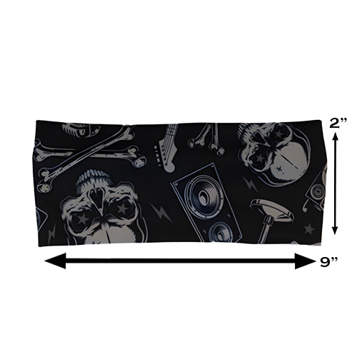 80s inspired headband measured at 2 by 9 inches