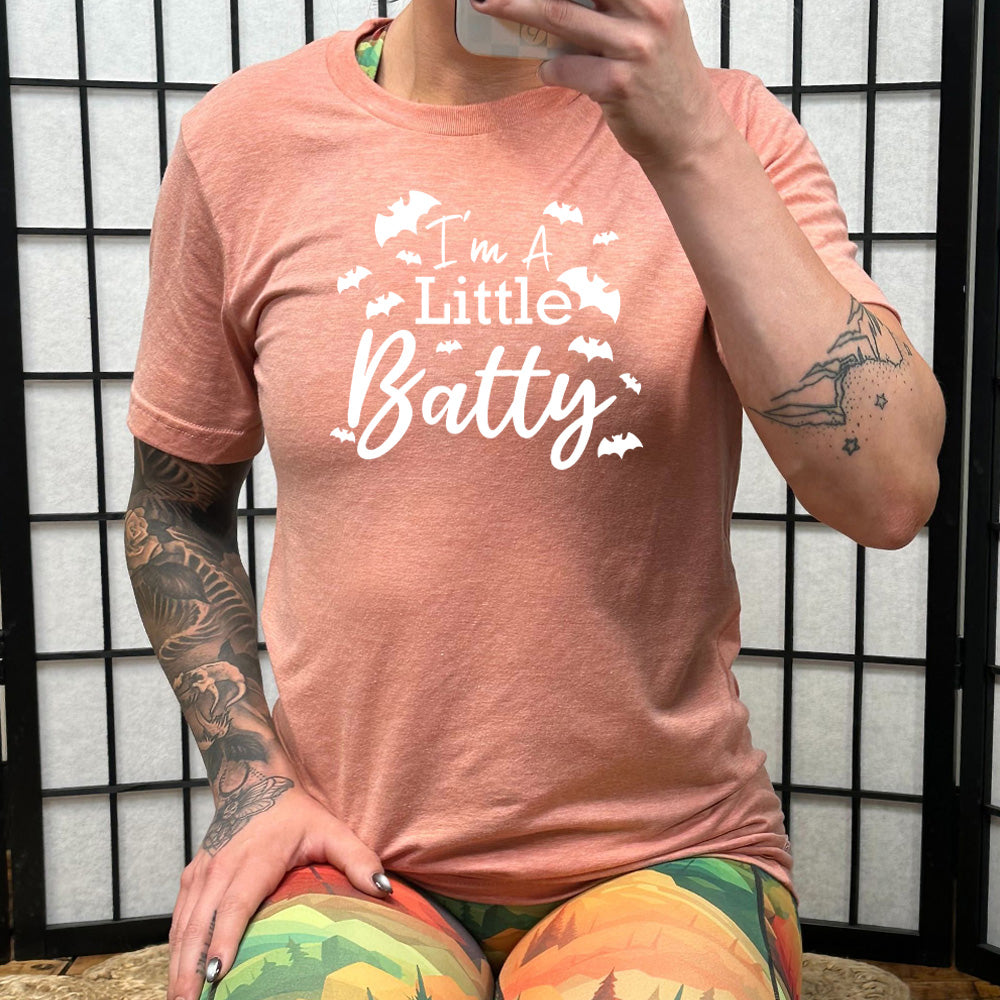 peach "I'm A Little Batty" Shirt