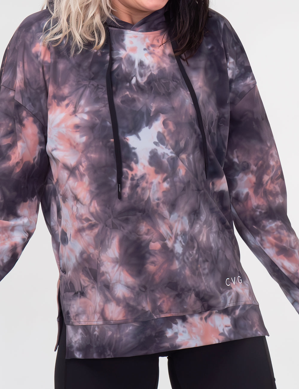 Ideal Hoodie | Grey & Pink Tie Dye