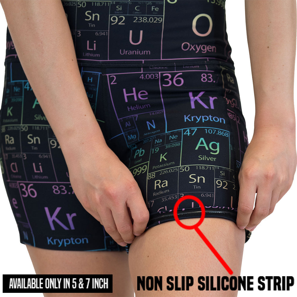 non slip strip on the Shorts with periodic table design