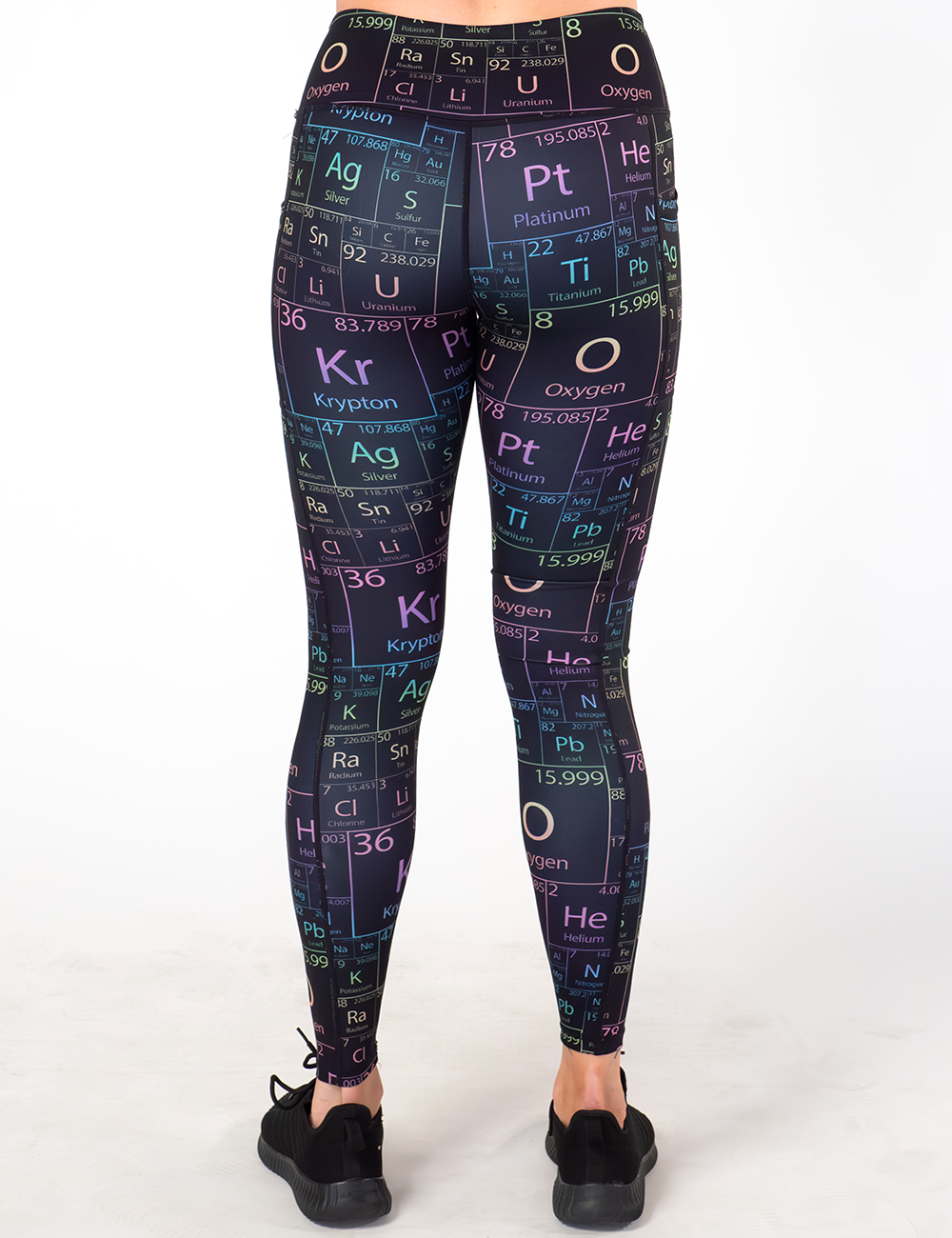 back of the periodic table print leggings