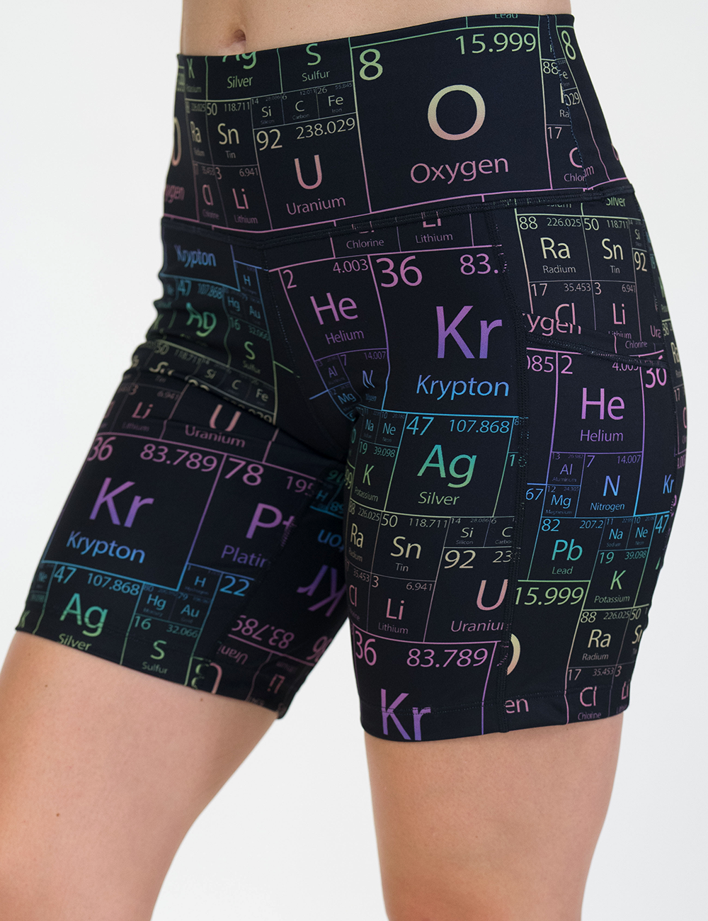 front of the 7 inch black periodic table shorts against a white background