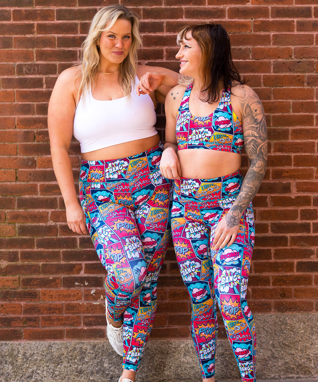 two models wearing knockout leggings