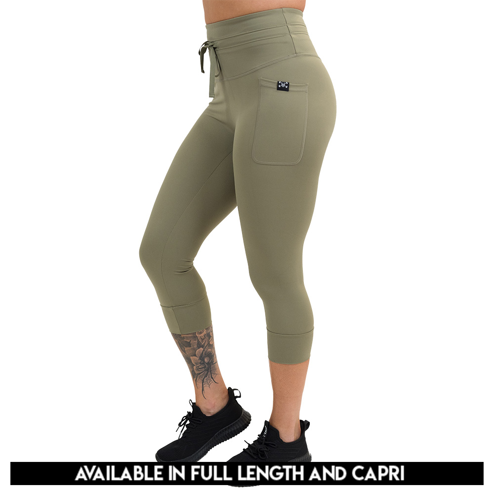 available lengths for the omni green tea leggings, lengths available include full length and capri