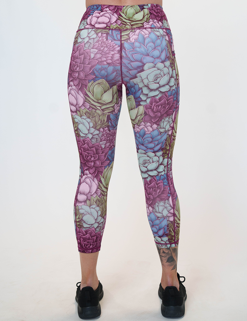 back of the capri succulent flowers leggings