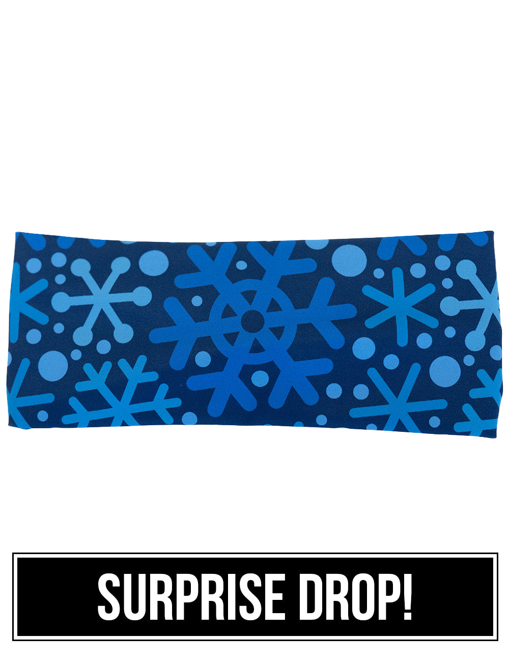 front of the blue snowflakes on a dark blue background headband, surprise drop