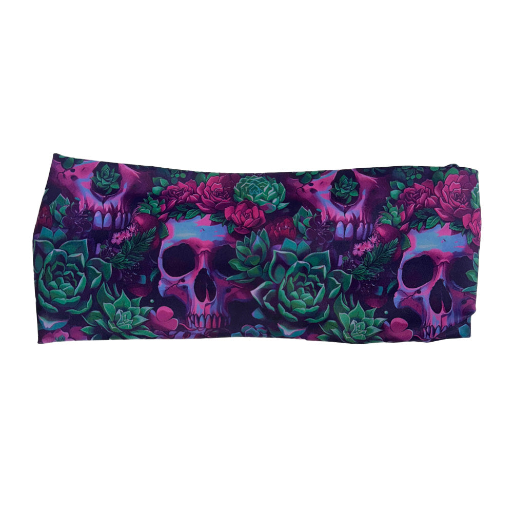 Floral and skull patterned headband