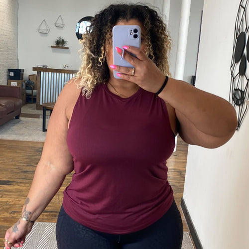 maroon basic muscle tank