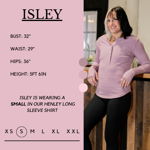 Model's measurements of 32 inch bust, 29 inch waist, 36 inch hips, and height of 5 foot 6 inches