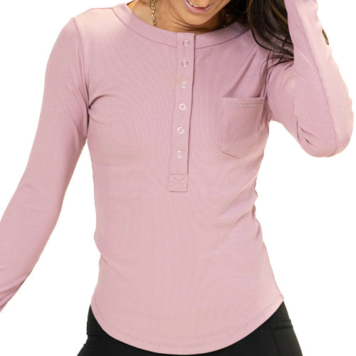 mauve henley long sleeve shirt