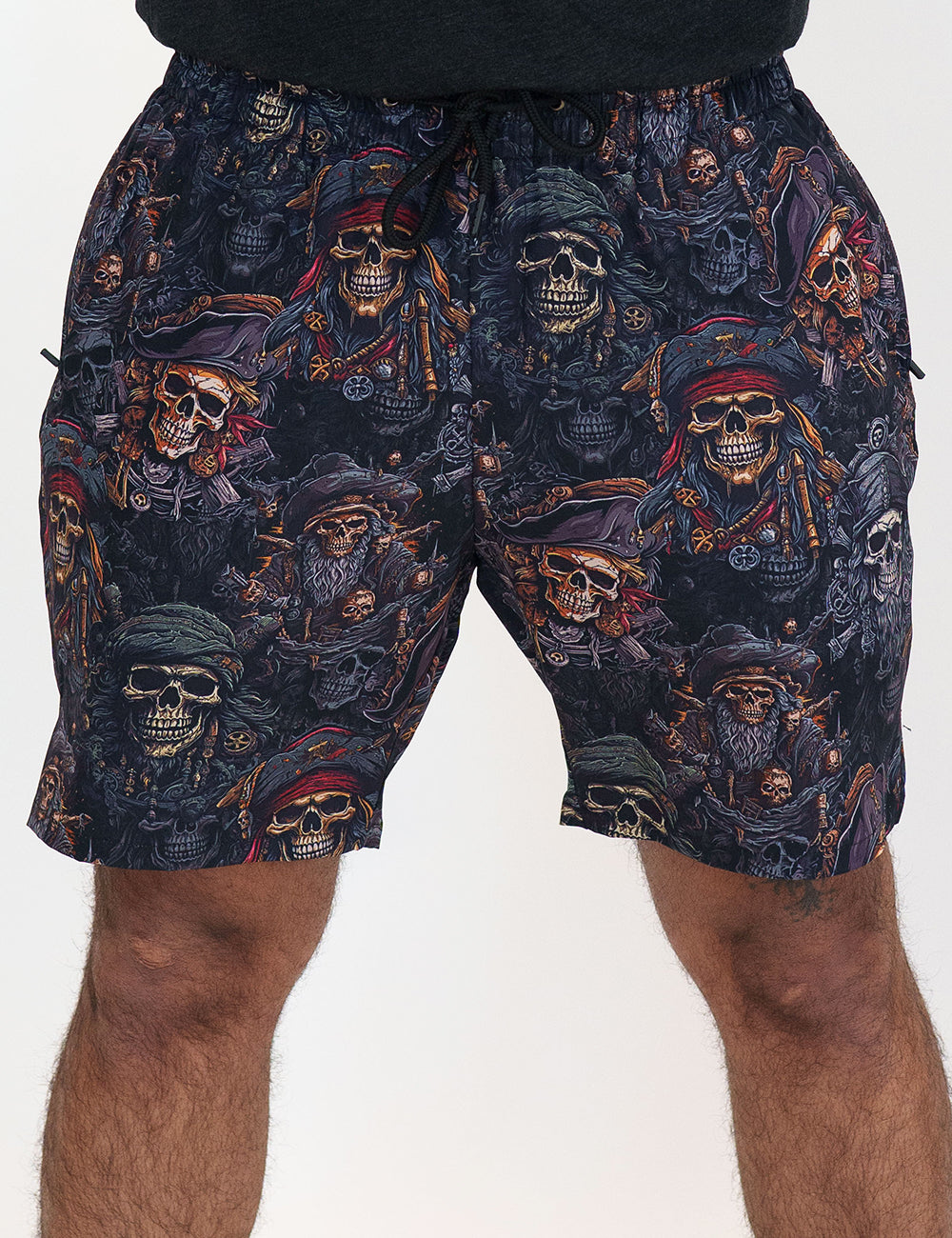 pirate skull themed men's shorts