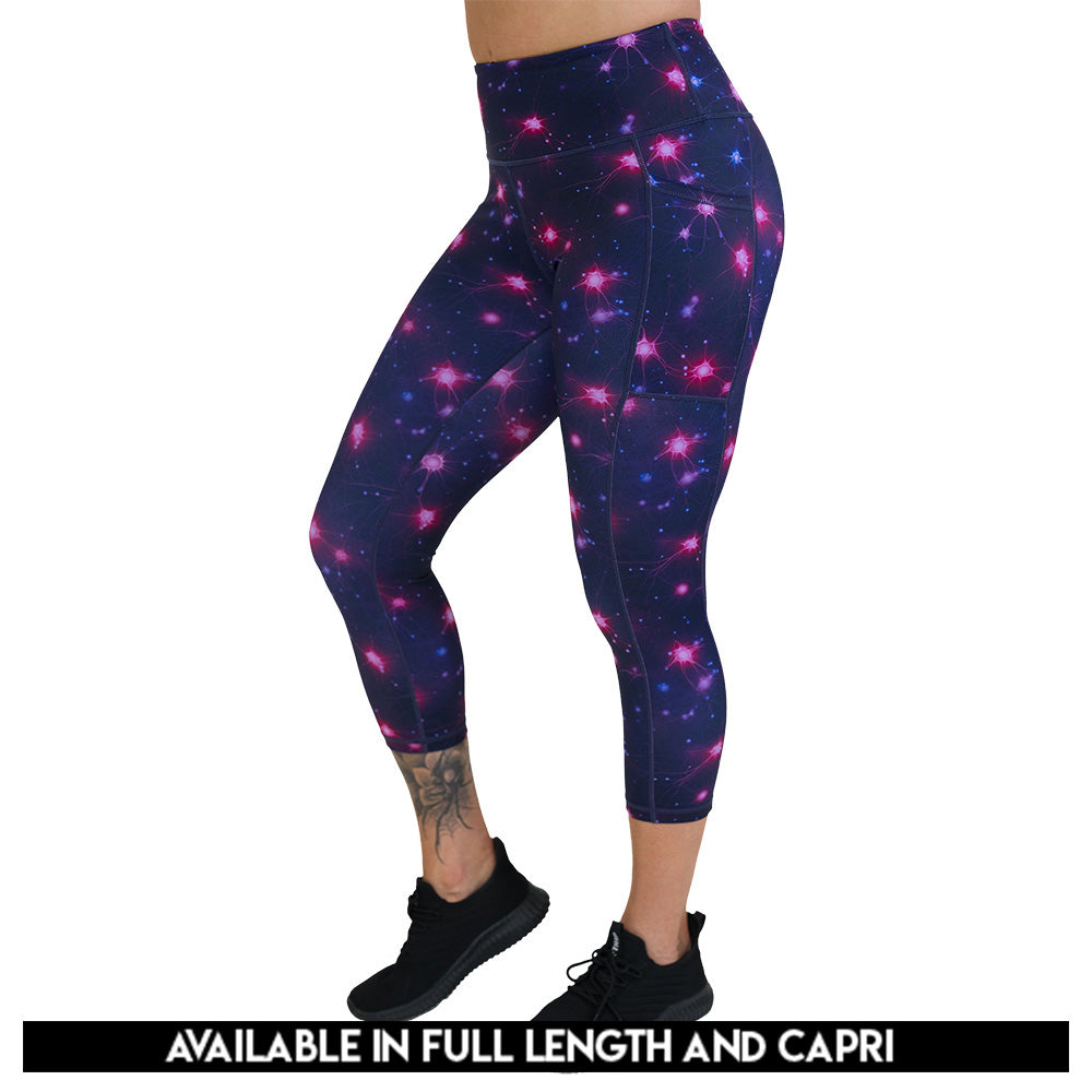 Leggings with a science pattern on them available in full and capri lengths