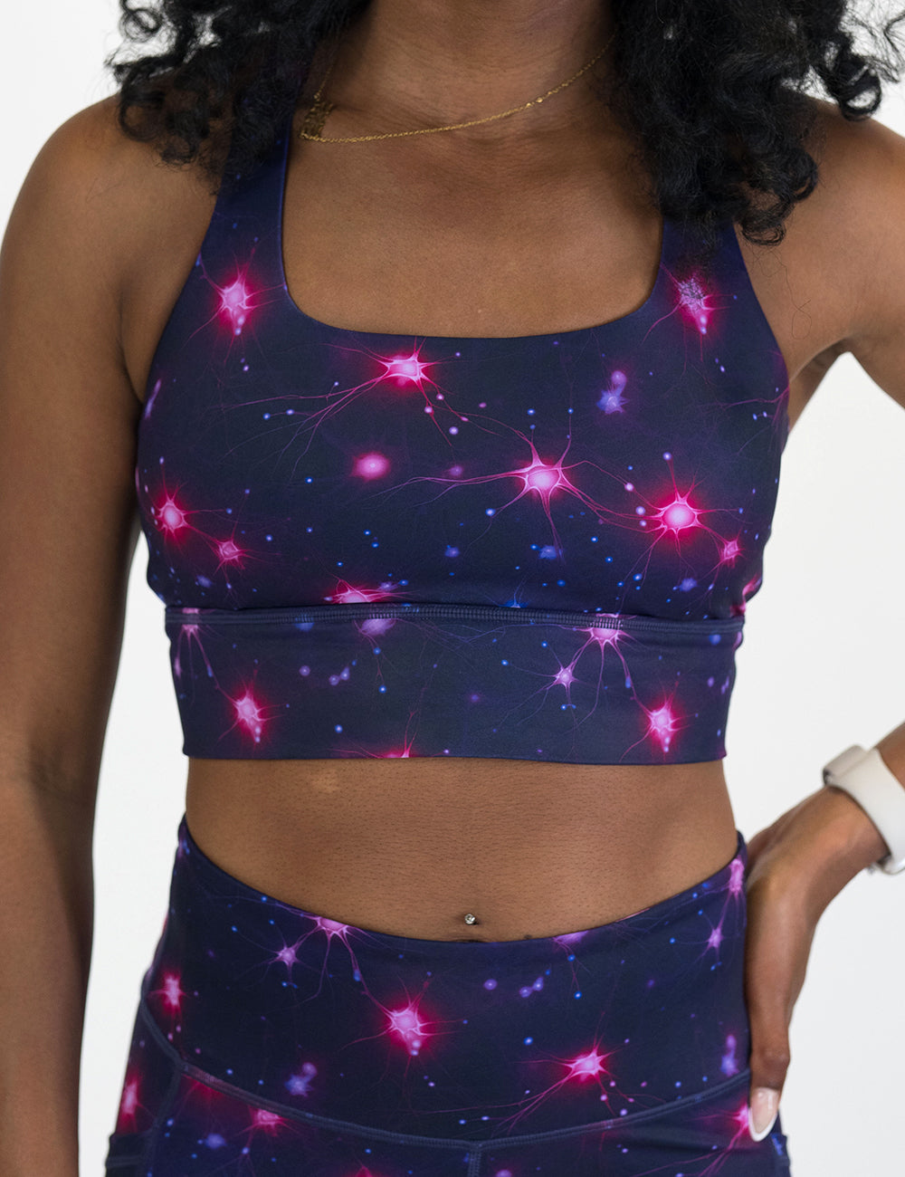 front of the bra with a science pattern on them