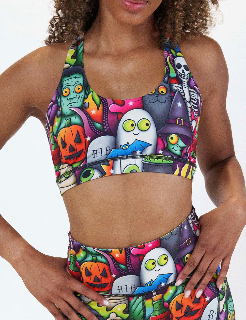 front of the Halloween characters bra against a white background