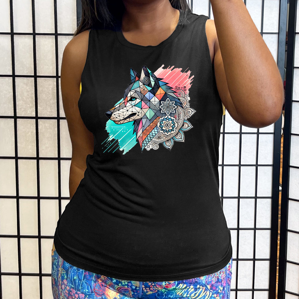 Mosaic Wolf Muscle Tank