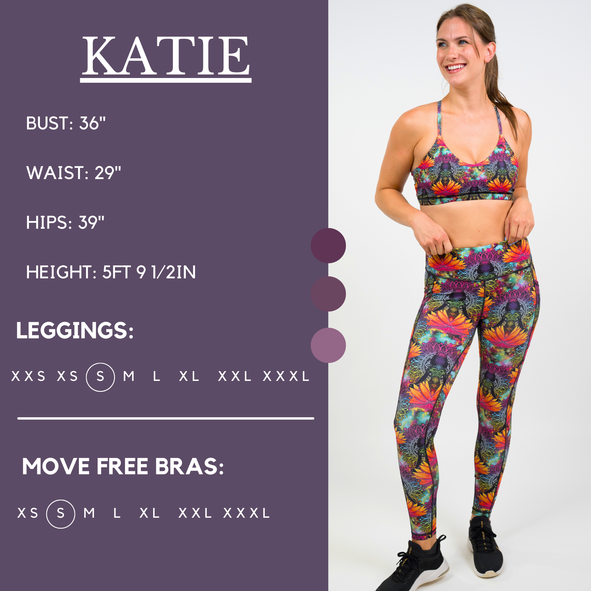 katie's sizing chart for the namaste all day products