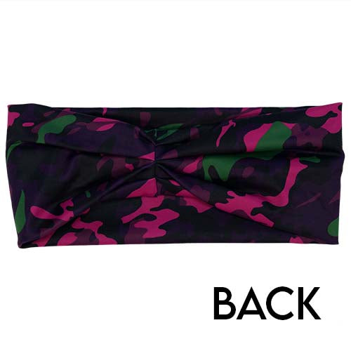 back of the neon camo print headband